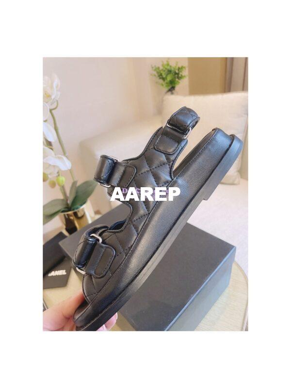 Replica Chanel 21C CC Lambskin Sandals G35927 Black 10