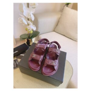 Replica Chanel 21C CC Caviar Sandals G35927 Burgundy