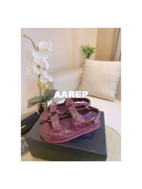 Replica Chanel 21C CC Caviar Sandals G35927 Burgundy 6