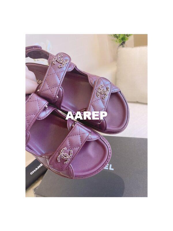Replica Chanel 21C CC Caviar Sandals G35927 Burgundy 9