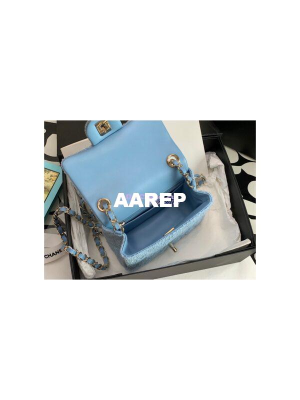 Replica Chanel Quilted Tweed Mini 17 Square Flap Bag in Light Blue A69902 (Limited) 9