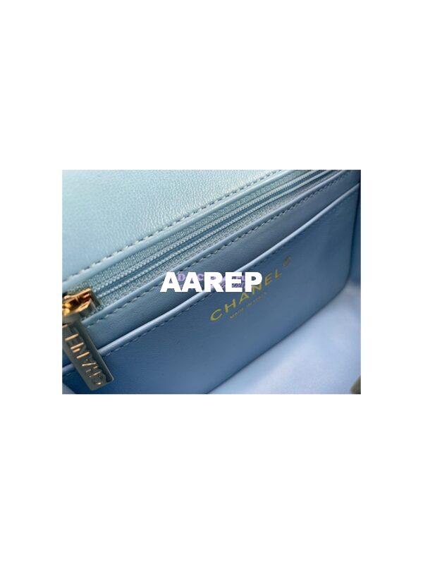 Replica Chanel Quilted Tweed Mini 17 Square Flap Bag in Light Blue A69902 (Limited) 10