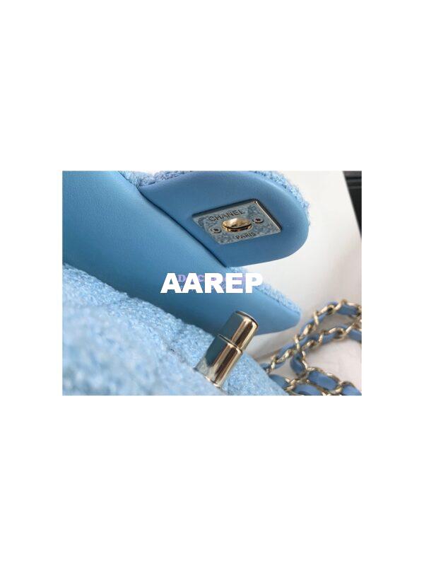 Replica Chanel Quilted Tweed Mini Flap Bag in Light Blue A69900 (Limited) 8