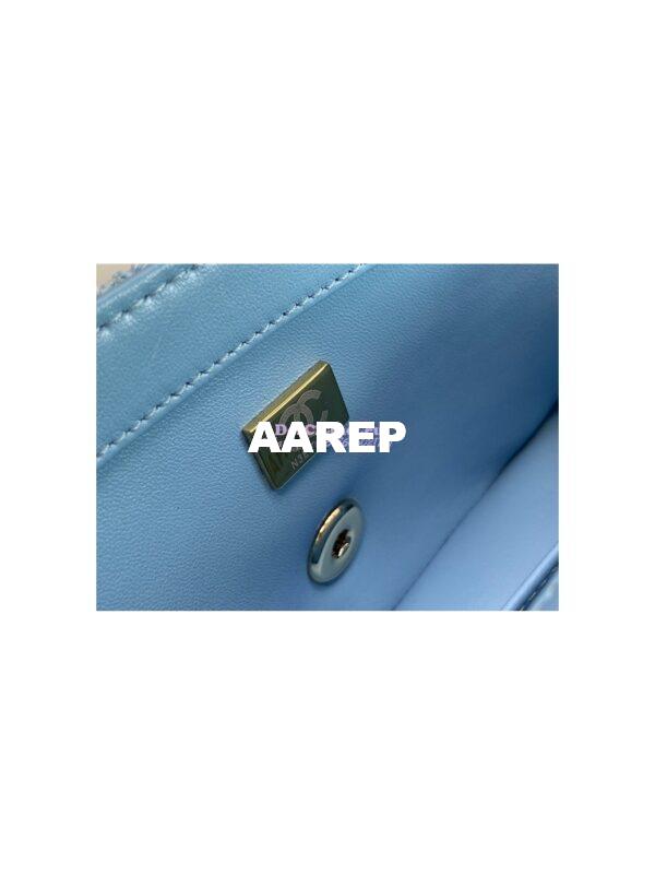 Replica Chanel Quilted Tweed Mini Flap Bag in Light Blue A69900 (Limited) 9