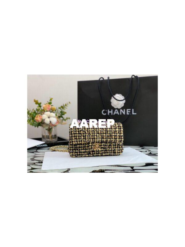 Replica Chanel Quilted Tweed Mini Flap Bag in Yellow A69900 (Limited) 3