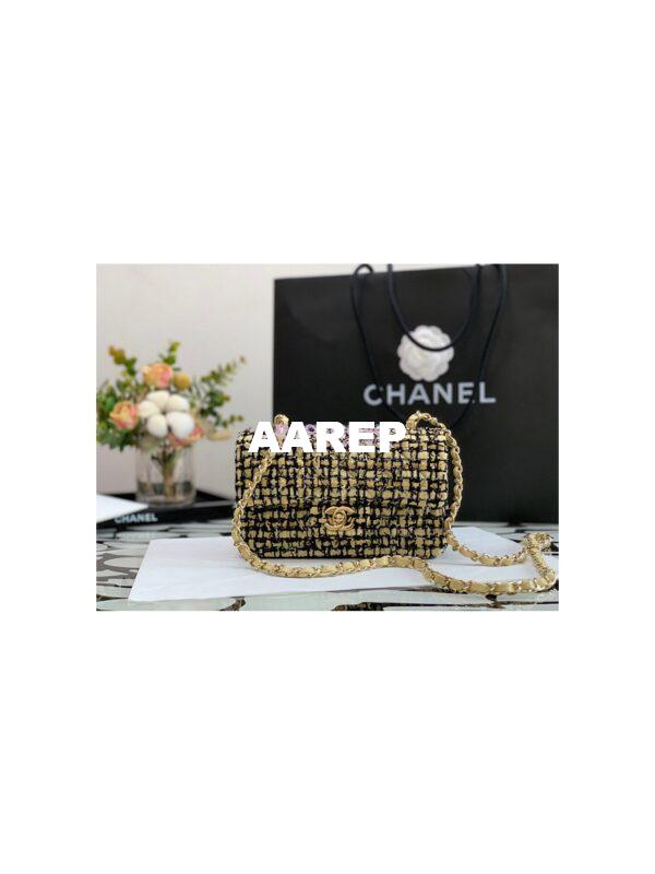 Replica Chanel Quilted Tweed Mini Flap Bag in Yellow A69900 (Limited) 4