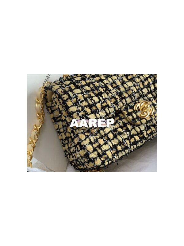 Replica Chanel Quilted Tweed Mini Flap Bag in Yellow A69900 (Limited) 5