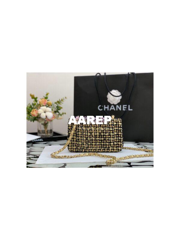 Replica Chanel Quilted Tweed Mini Flap Bag in Yellow A69900 (Limited) 8