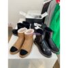 Replica Chanel Black Patent Leather Chain Link Ankle Boots with Shearling Fur G34113