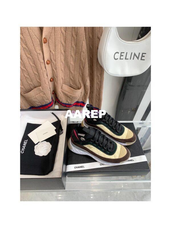 Replica Chanel Quilted Sneakers Fabric & Suede Calfskin G38501 Brown Beige 5