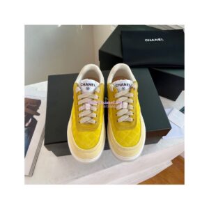 Replica Chanel Sneakers Mesh and Velvet G37488 Yellow