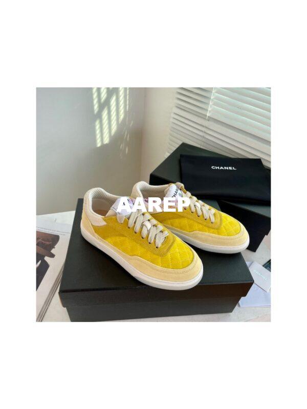 Replica Chanel Sneakers Mesh and Velvet G37488 Yellow 5