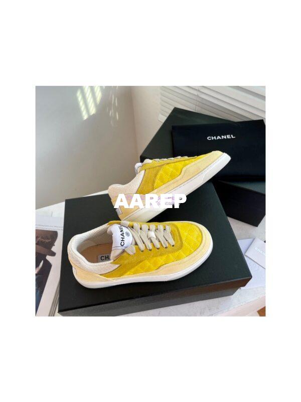 Replica Chanel Sneakers Mesh and Velvet G37488 Yellow 6