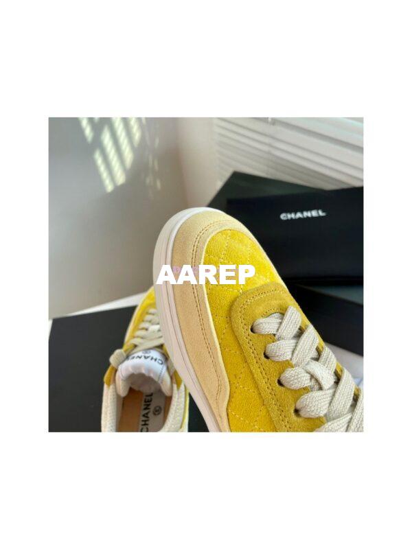 Replica Chanel Sneakers Mesh and Velvet G37488 Yellow 7