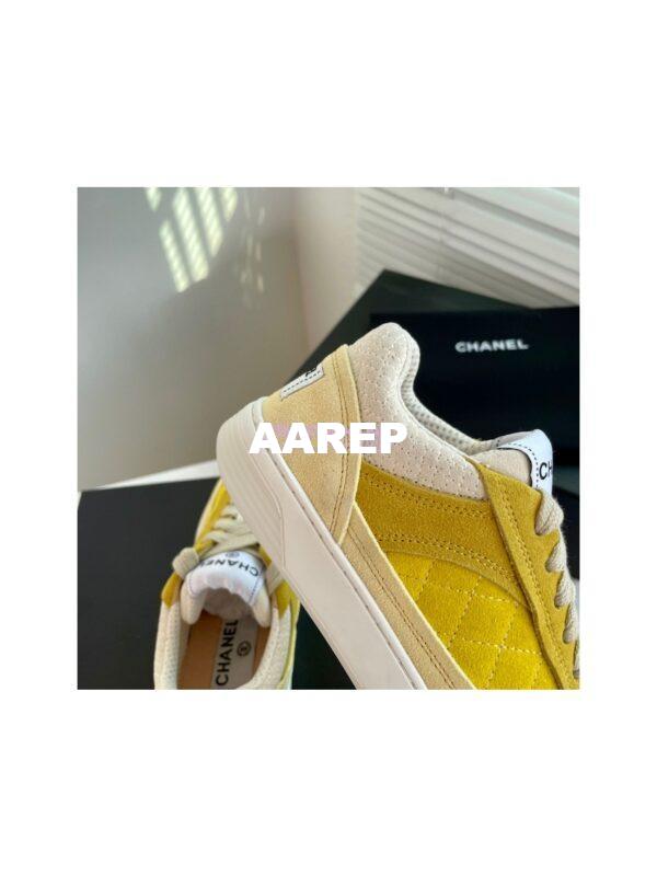 Replica Chanel Sneakers Mesh and Velvet G37488 Yellow 8