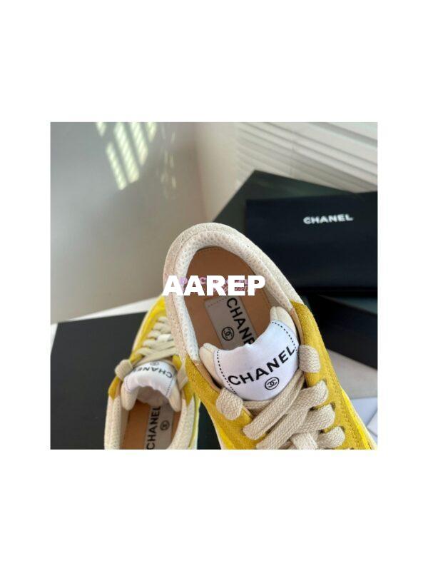 Replica Chanel Sneakers Mesh and Velvet G37488 Yellow 9