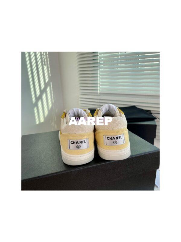 Replica Chanel Sneakers Mesh and Velvet G37488 Yellow 10