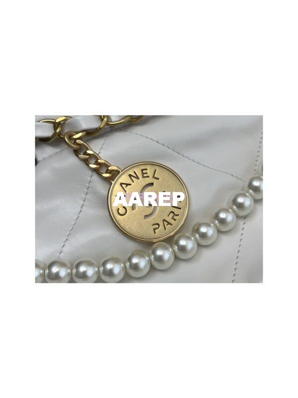 Replica Chanel Mini 22 Handbag Shiny Calfskin & Gold Metal AS3980 White 3