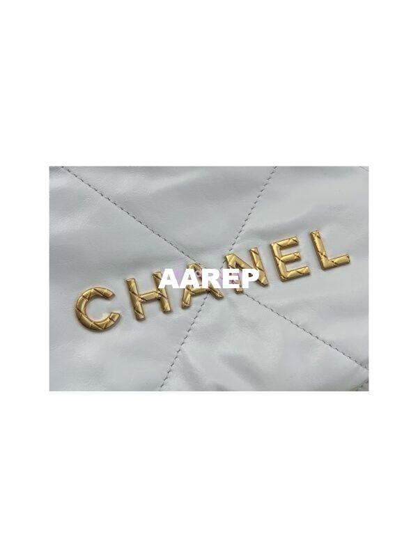 Replica Chanel Mini 22 Handbag Shiny Calfskin & Gold Metal AS3980 White 5
