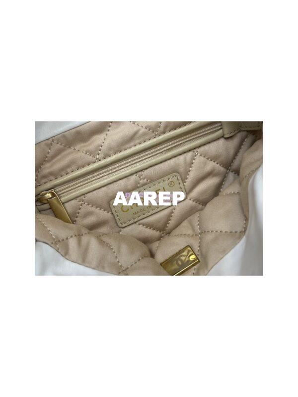 Replica Chanel Mini 22 Handbag Shiny Calfskin & Gold Metal AS3980 White 9