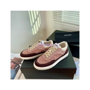 Replica Chanel Sneakers Mesh and Velvet G37488 Burgundy 2