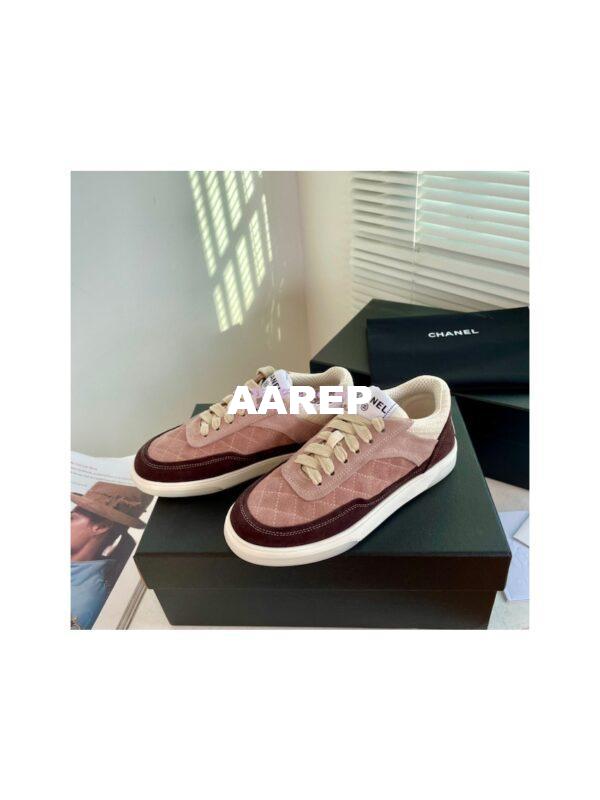 Replica Chanel Sneakers Mesh and Velvet G37488 Burgundy 2
