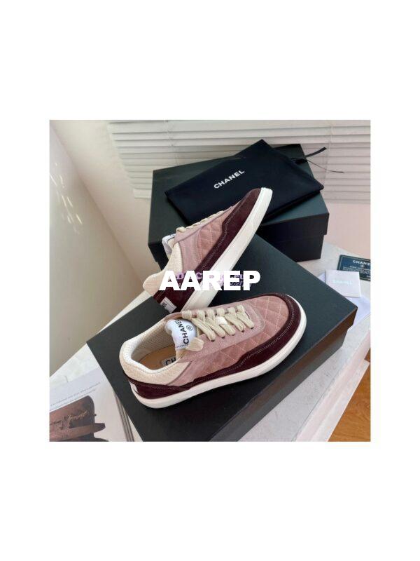 Replica Chanel Sneakers Mesh and Velvet G37488 Burgundy 3