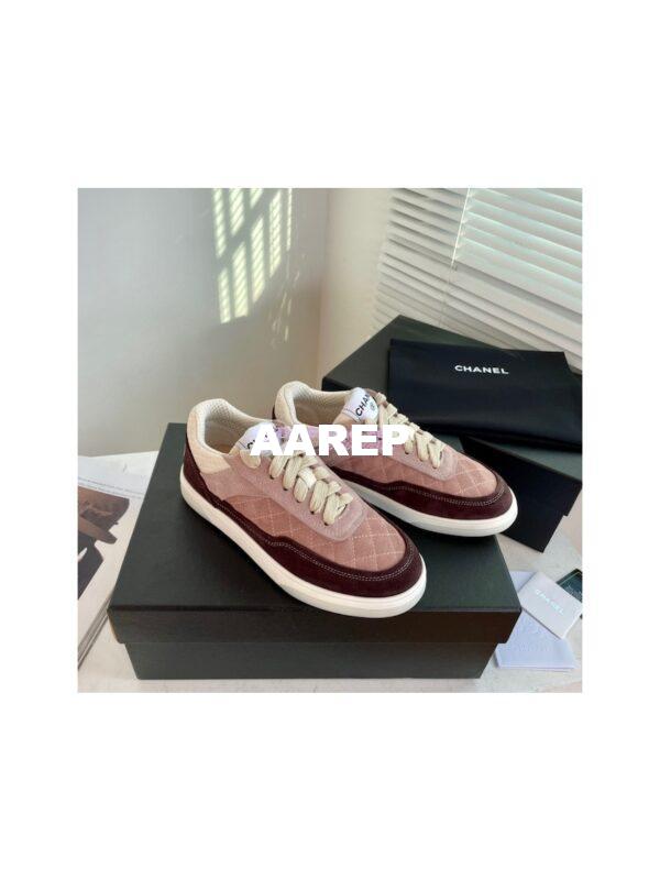 Replica Chanel Sneakers Mesh and Velvet G37488 Burgundy 4