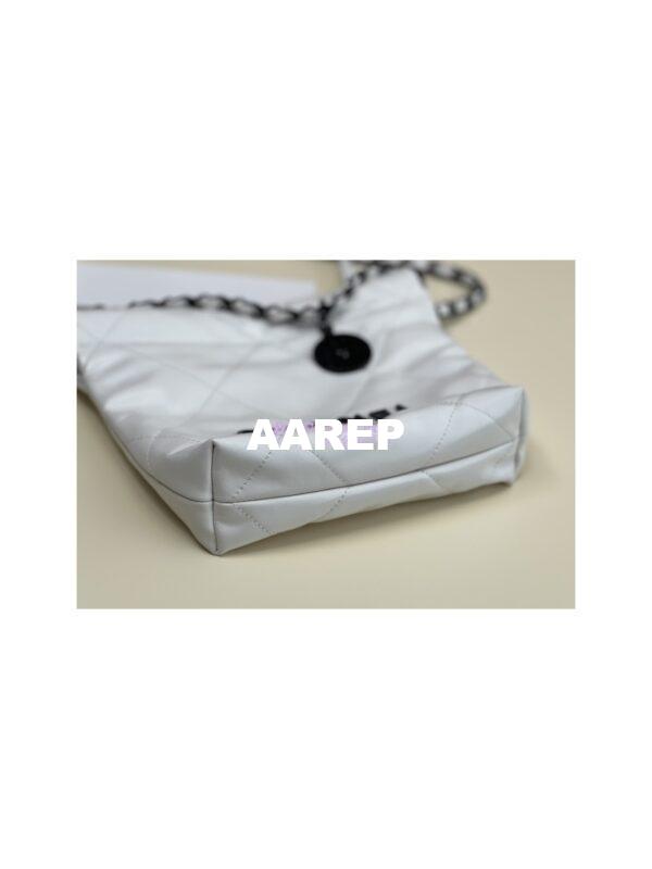 Replica Chanel Mini 22 Handbag Shiny Calfskin & Gold Metal AS3980 White 20