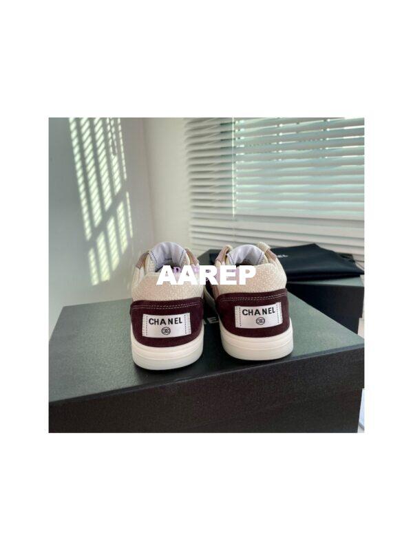 Replica Chanel Sneakers Mesh and Velvet G37488 Burgundy 7