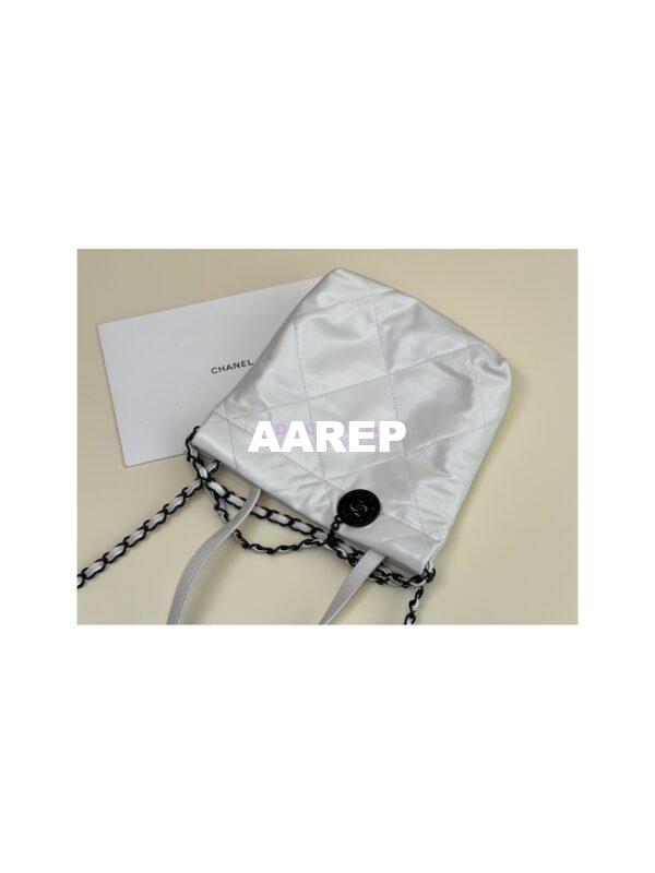 Replica Chanel Mini 22 Handbag Shiny Calfskin & Gold Metal AS3980 White 21