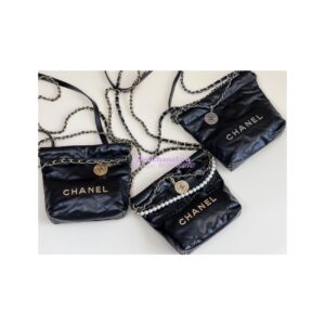 Replica Chanel Mini 22 Handbag Shiny Calfskin & Gold Metal AS3980 Black