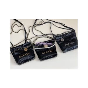 Replica Chanel Mini 22 Handbag Shiny Calfskin & Gold Metal AS3980 Black 2