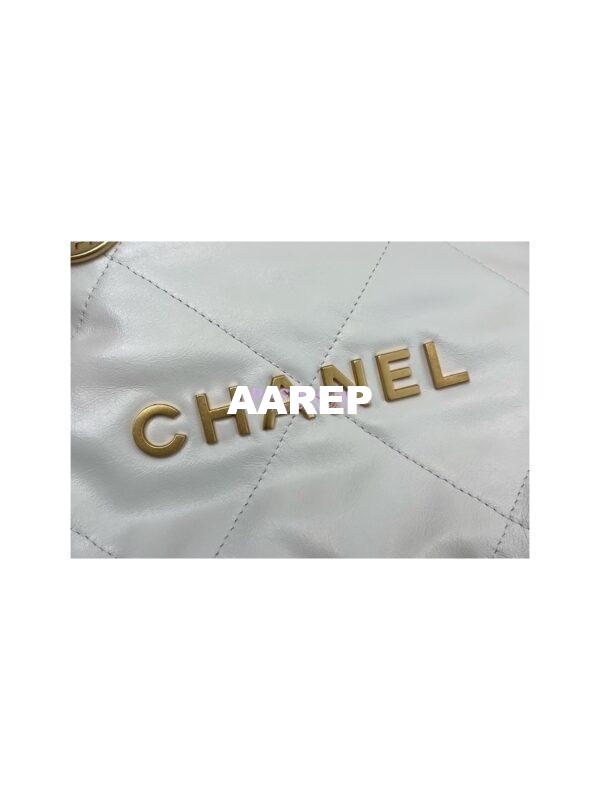 Replica Chanel Mini 22 Handbag Shiny Calfskin & Gold Metal AS3980 White 27