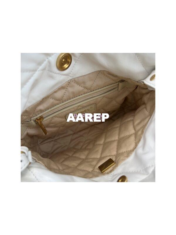 Replica Chanel Mini 22 Handbag Shiny Calfskin & Gold Metal AS3980 White 29