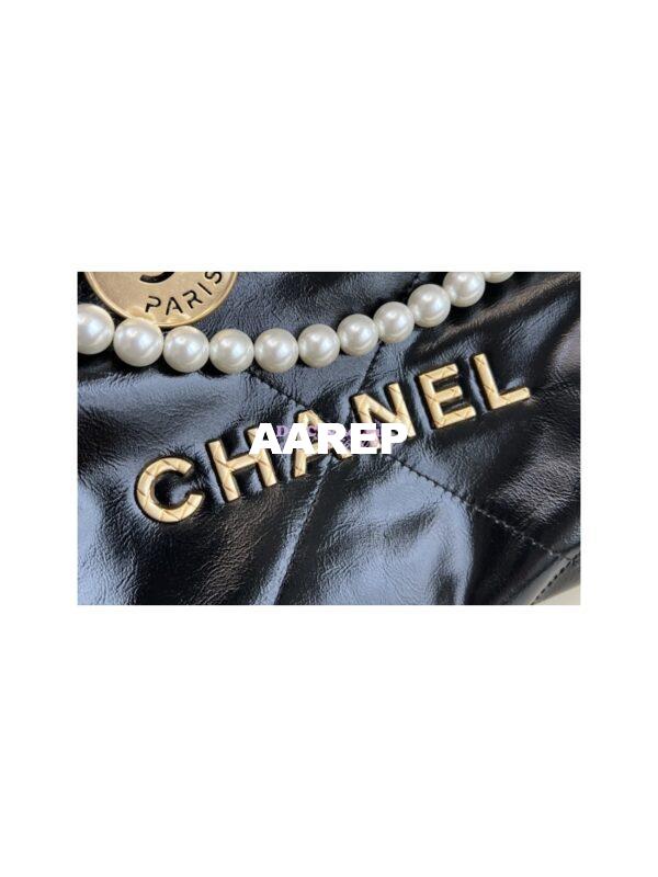 Replica Chanel Mini 22 Handbag Shiny Calfskin & Gold Metal AS3980 Black 7