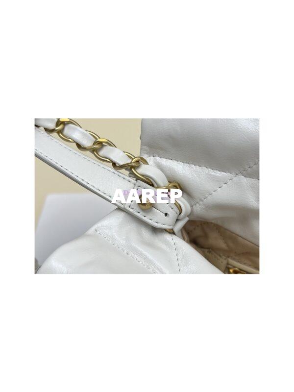 Replica Chanel Mini 22 Handbag Shiny Calfskin & Gold Metal AS3980 White 31