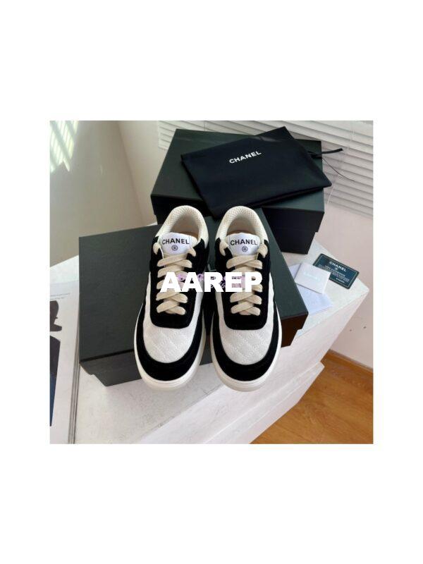 Replica Chanel Sneakers Mesh and Velvet G37488 Black 3