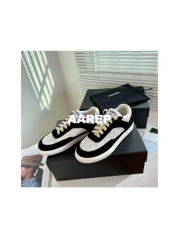 Replica Chanel Sneakers Mesh and Velvet G37488 Black 4
