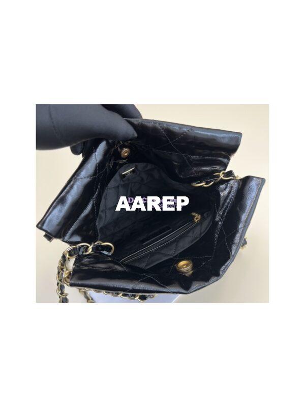 Replica Chanel Mini 22 Handbag Shiny Calfskin & Gold Metal AS3980 Black 11
