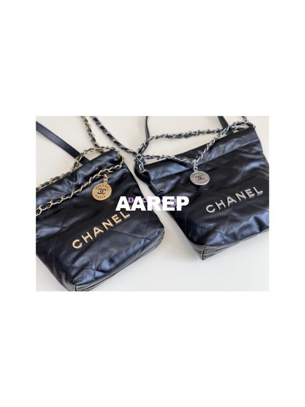 Replica Chanel Mini 22 Handbag Shiny Calfskin & Gold Metal AS3980 Black 19