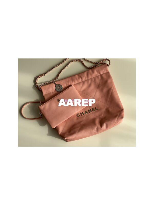 Replica Chanel 22 Handbag Grained Shiny Calfskin & Silver Metal AS3260 AS3261 Coral