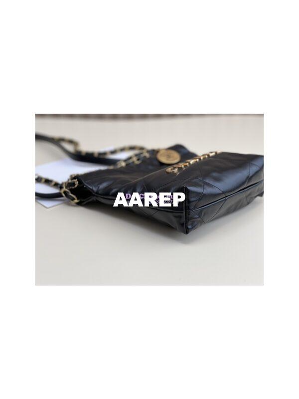 Replica Chanel Mini 22 Handbag Shiny Calfskin & Gold Metal AS3980 Black 23