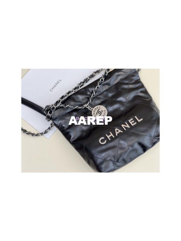 Replica Chanel Mini 22 Handbag Shiny Calfskin & Gold Metal AS3980 Black 33