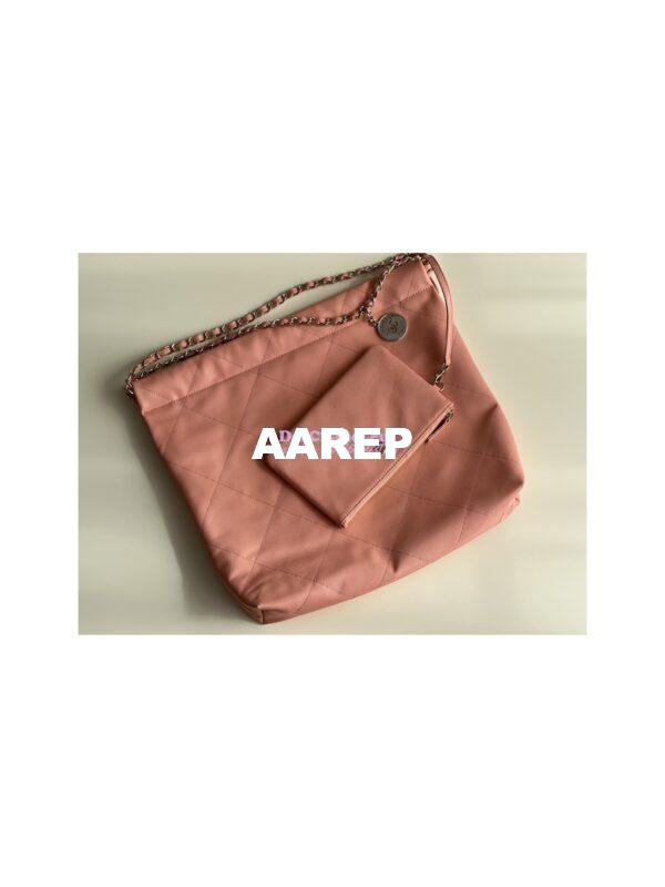 Replica Chanel 22 Handbag Grained Shiny Calfskin & Silver Metal AS3260 AS3261 Coral 14