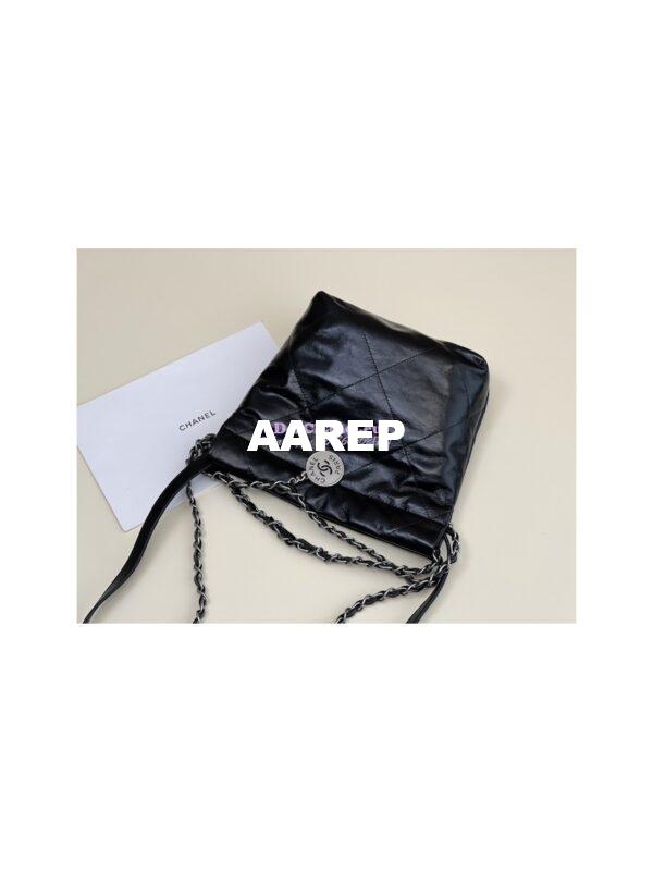 Replica Chanel Mini 22 Handbag Shiny Calfskin & Gold Metal AS3980 Black 38