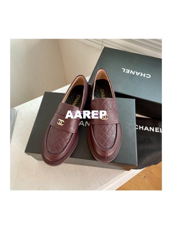 Replica Chanel Shiny Calfskin Loafer G38048 Burgundy