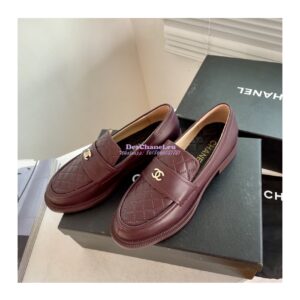 Replica Chanel Shiny Calfskin Loafer G38048 Burgundy 2
