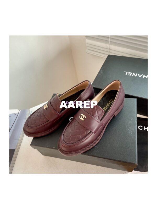 Replica Chanel Shiny Calfskin Loafer G38048 Burgundy 2