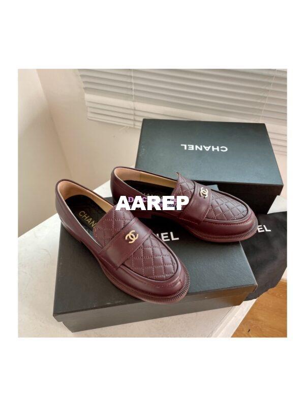 Replica Chanel Shiny Calfskin Loafer G38048 Burgundy 3